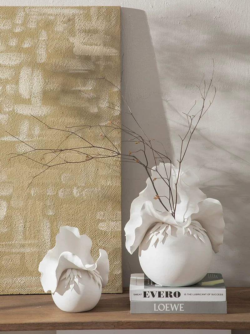 3D Petal Sculptural Ceramic Vase | Premium Luxury Statement Piece