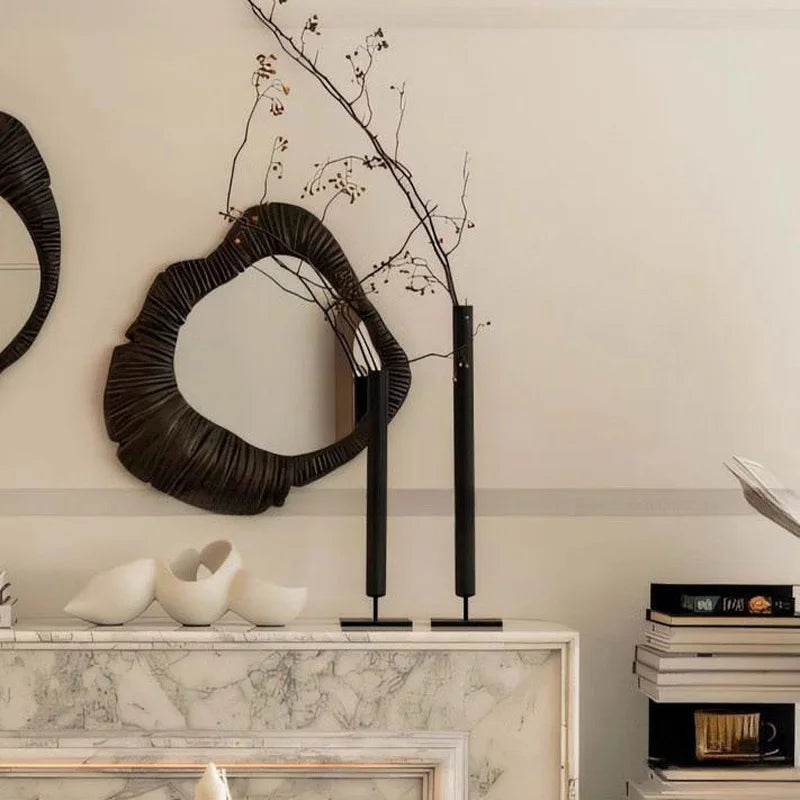Black Wrought Iron Architectural Vase | Industrial Luxury Home Décor