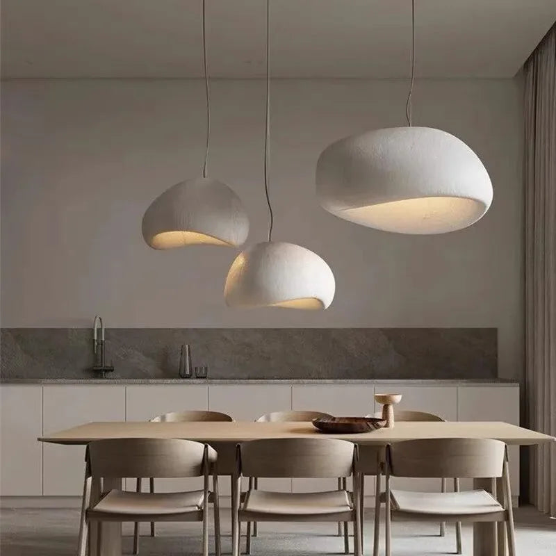 Wabi-Sabi Pendant Light | Modern LED Chandelier | White & Grey | 30–60cm