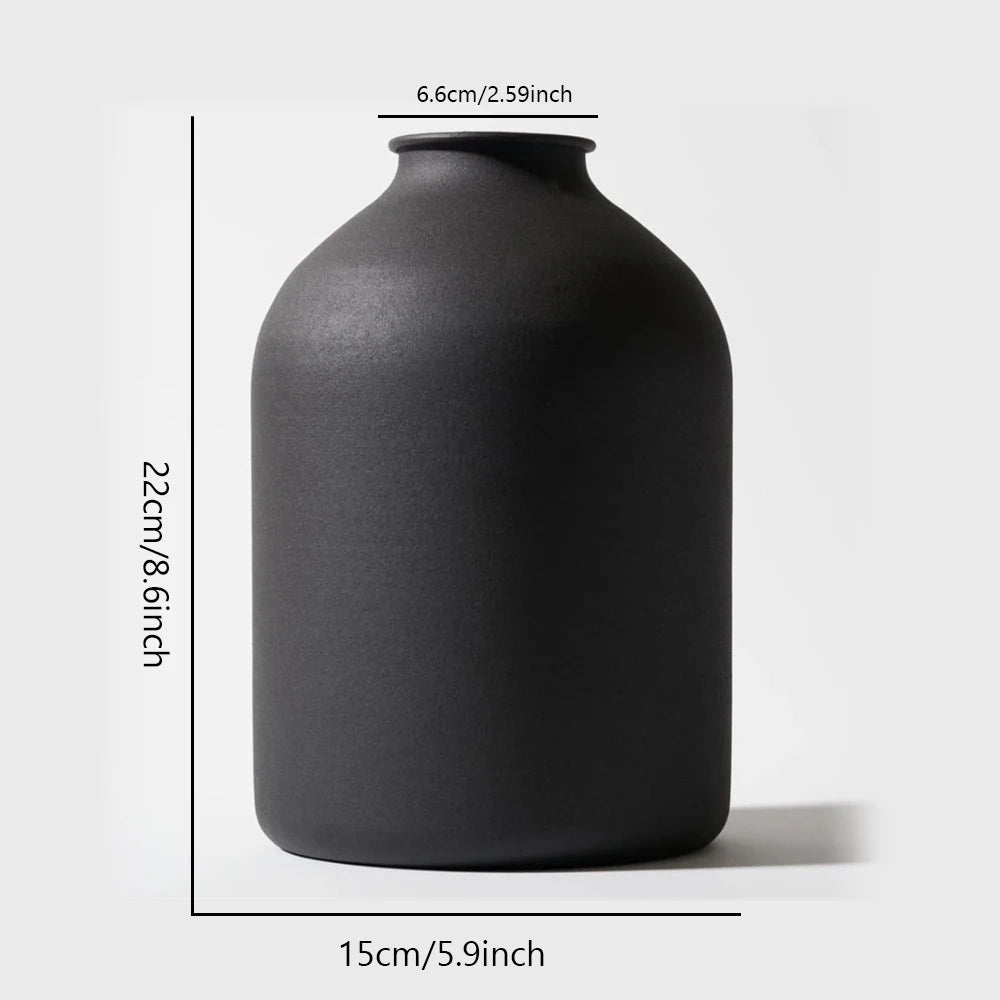 Matte Black Metal Vase For Dried Flowers Wedding Gift Home Decor
