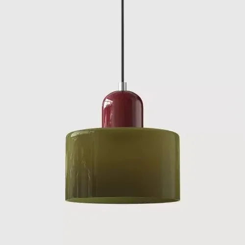 Artisan Stained Glass Pendant Light | Warm White LED | Pink, Orange, Green & White