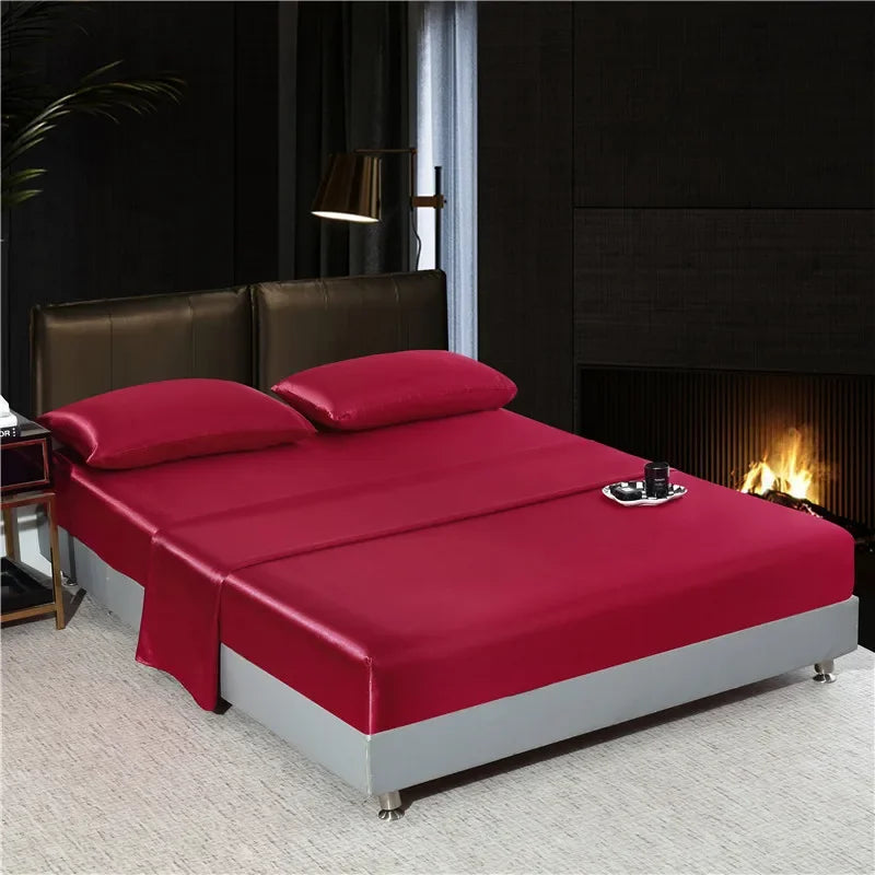 Lan Duo Mao Satin Flatsheet Set Solid Colour Boutique Edition
