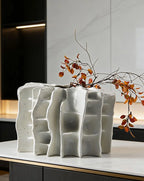 Beige Composite Architectural Vase | Hotel & Villa Luxury Home Décor