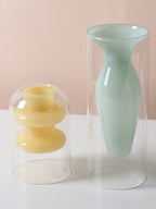 Double Wall Borosilicate Glass Vase | Sculptural Cylinder Vessel for Luxury Interiors