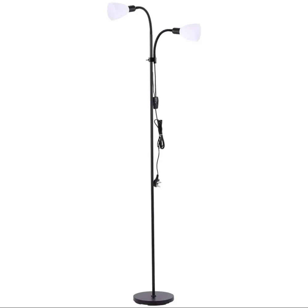 Adjustable Standing Double Headed Floor Lamp, Black