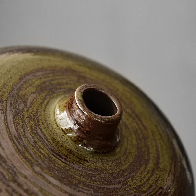 Ceramic Flat-Mouth Vase | Sculptural Porcelain Vessel for Luxury Floral Arrangements