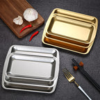 304 Stainless Steel Plate Rectangular Plate Golden Tray Craft Decoration Barbecue Plate Western Food Snack Plate Flat Plate