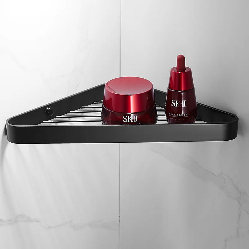 Aqualuxe Chrome Brass Corner Shower Shelf Dual Tier Elite