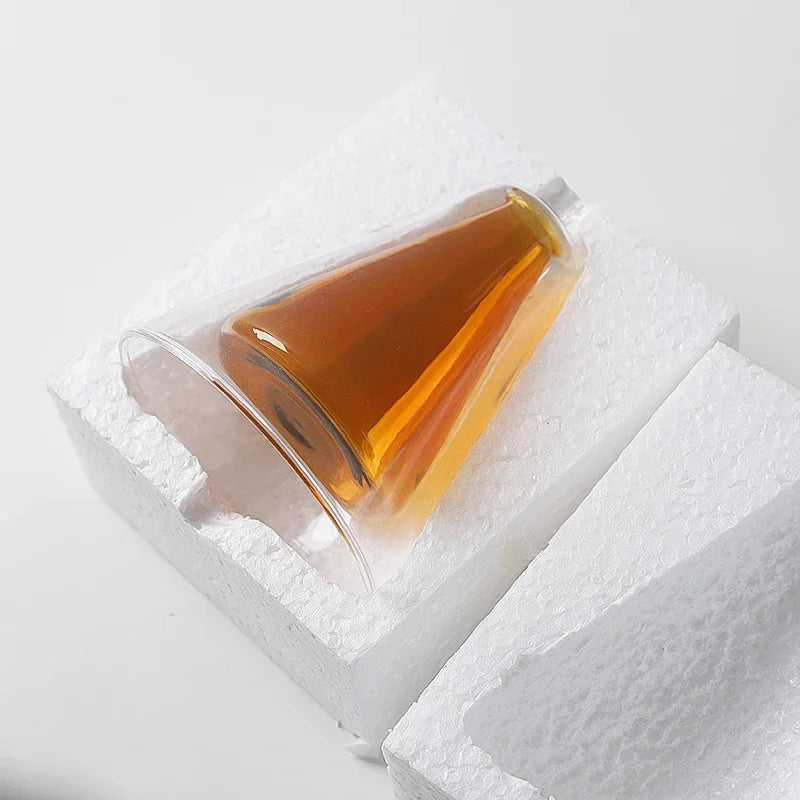 Double Wall Borosilicate Glass Vase | Sculptural Cylinder Vessel for Luxury Interiors