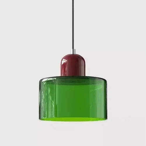 Artisan Stained Glass Pendant Light | Warm White LED | Pink, Orange, Green & White