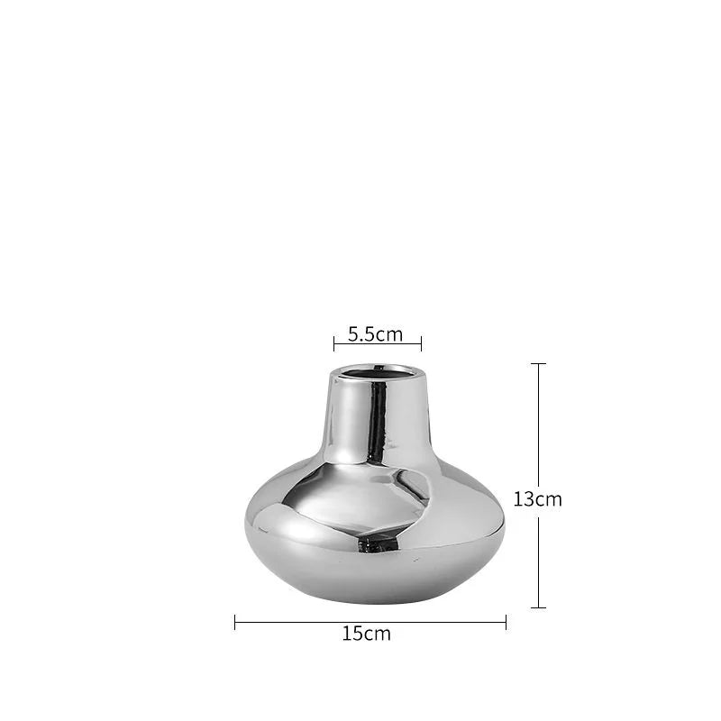 Silver-Plated Minimalist Ceramic Vase | Precious Luxury Home Décor
