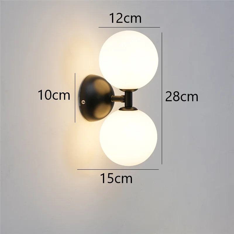 Double Headed LED G9 Wall Lamp Glass Black Gold Living Room Bedroom Decorative