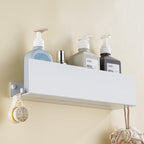 AquaHome White Aluminium Shower Shelf With Hook Wall Mounted Bath Caddy Elite