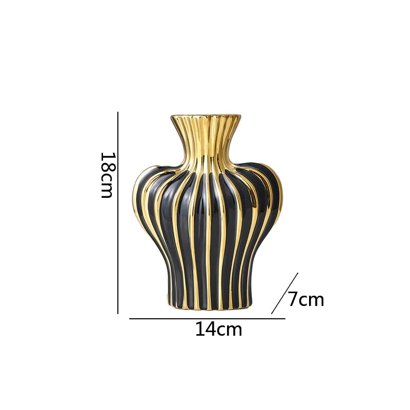 Electroplated Ceramic Vase | Black & Gold Minimalist Vessel for Luxury Interiors