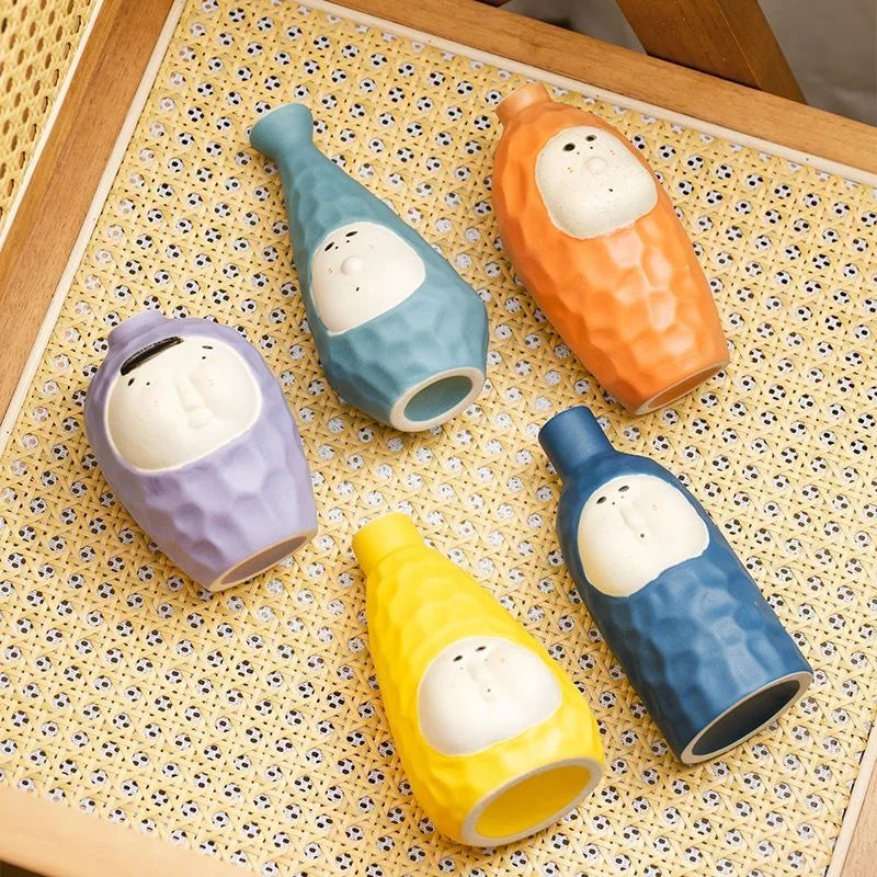 Hand-Drawn Dopamine Ceramic Vase | Joyful Home Décor & Children’s Room Accent