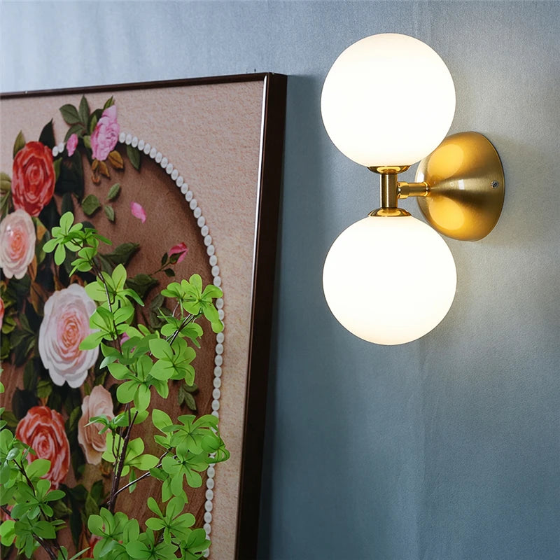 Double Headed LED G9 Wall Lamp Glass Black Gold Living Room Bedroom Decorative