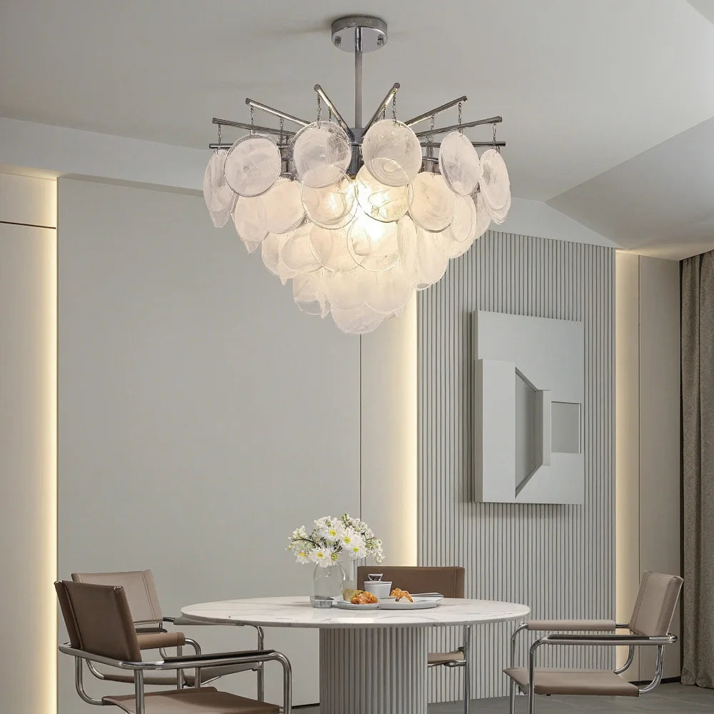 Murano Glass Chandelier Modern Ceiling Light Chrome Limited