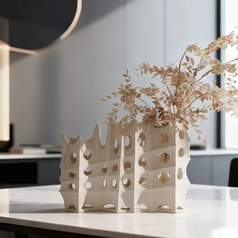 Hollow Composite Art Vase | Large Open-Form Luxury Décor