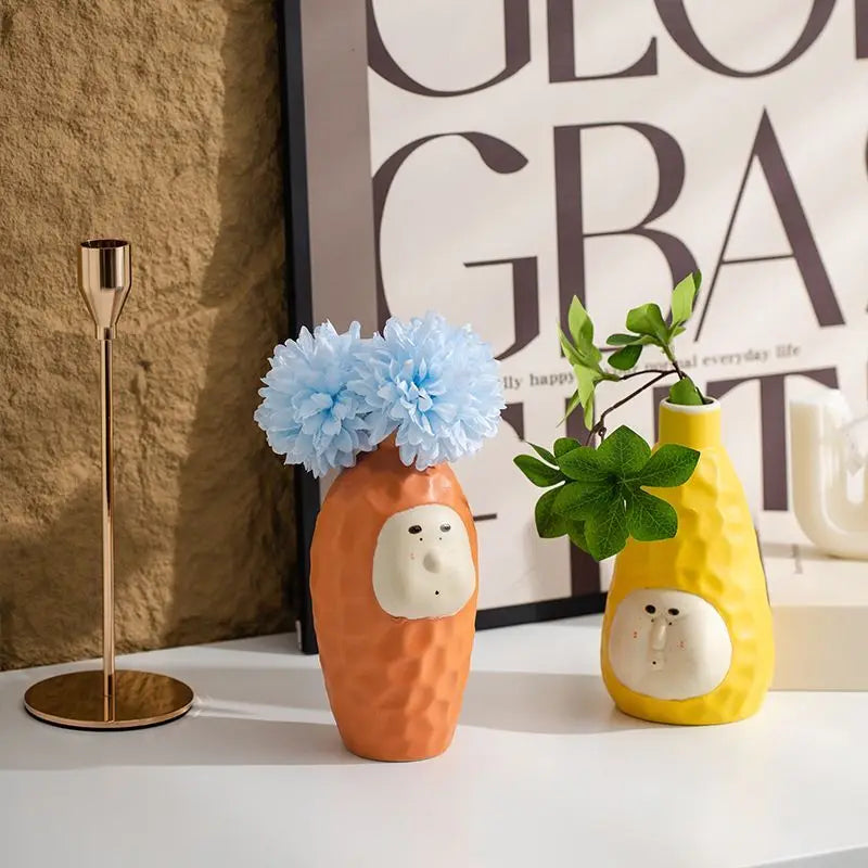 Hand-Drawn Dopamine Ceramic Vase | Joyful Home Décor & Children’s Room Accent