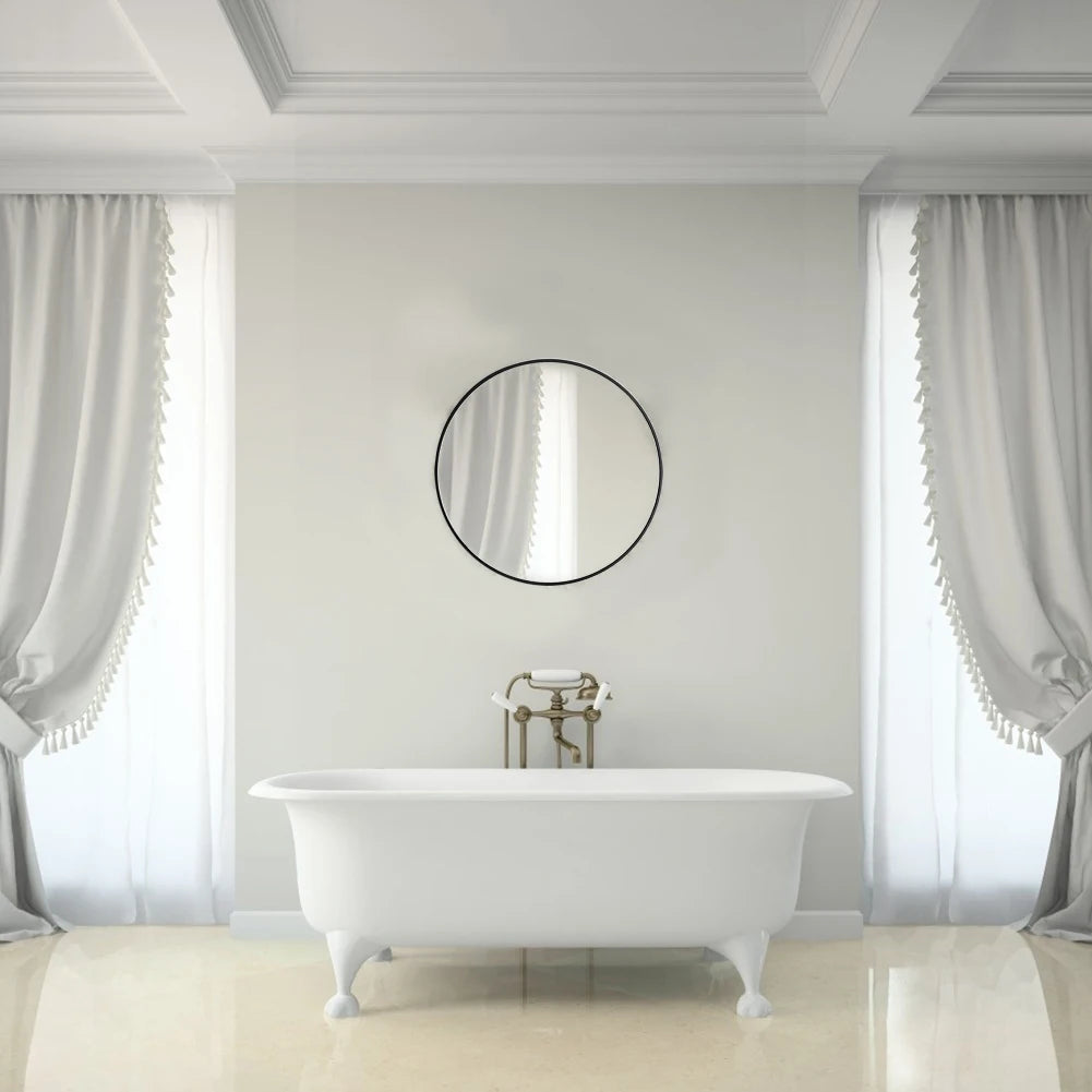 Modern Nordic round bathroom mirror wall mounted bathroom mirror, metal frame hanging makeup mirror