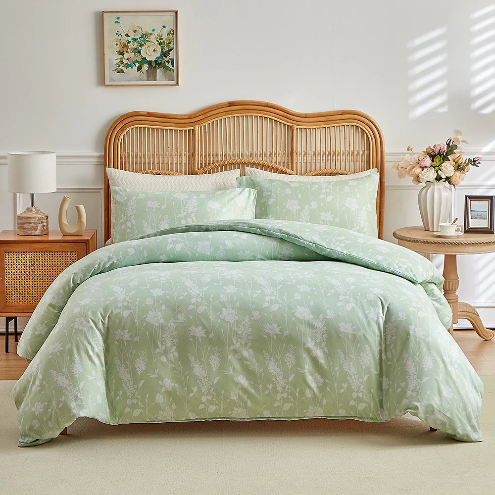 Vintage Floral Printed Duvet Cover Set – Soft Brushed Polyester Bedding Collection