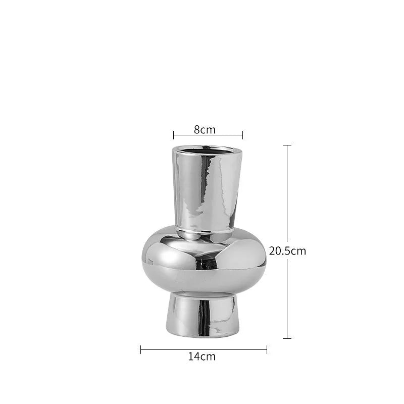 Silver-Plated Minimalist Ceramic Vase | Precious Luxury Home Décor