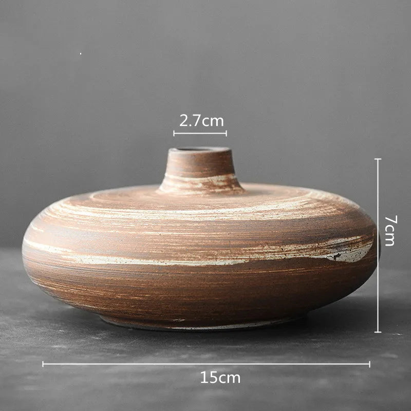Ceramic Flat-Mouth Vase | Sculptural Porcelain Vessel for Luxury Floral Arrangements