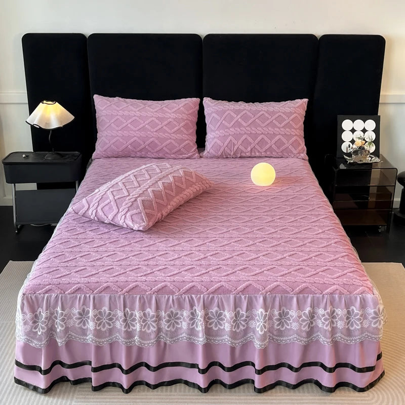 Xiao Qi Qi Bed Skirt Queen Solid Colour Winter Warm Mattress Protector Limited