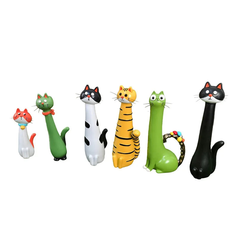 Long-Neck Cat Sculptural Resin Vase | Artisan Home Décor Statement Piece