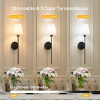 Lumière Wall Sconce | Cordless LED Wall Light with Remote & Fabric Shade