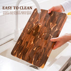 High Quality 15 inch Rectangular Cutting Board End Grain Acacia Wood Chopping Board with Side Handle