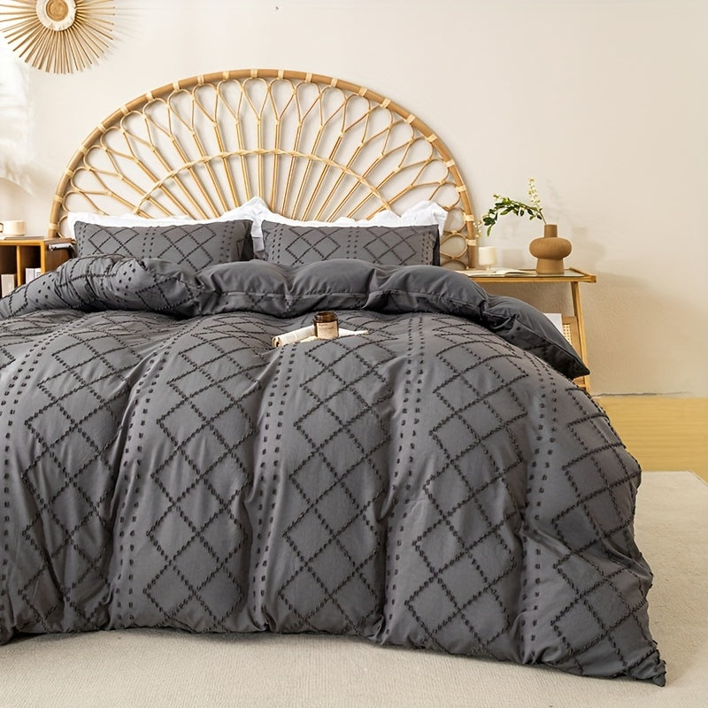 Duvet Cover Set 3Pc With Decorative Stitching For All Bedrooms