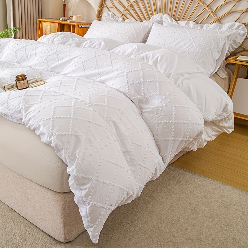 Duvet Cover Set 3Pc With Decorative Stitching For All Bedrooms