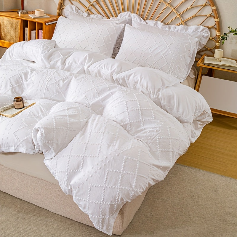 Duvet Cover Set 3Pc With Decorative Stitching For All Bedrooms