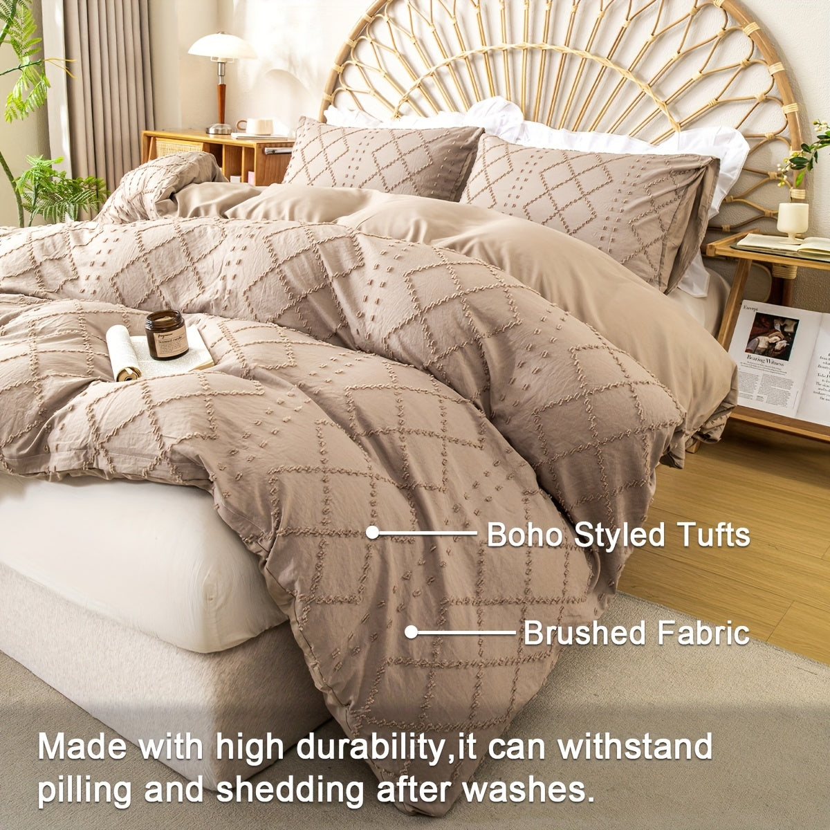 Duvet Cover Set 3Pc With Decorative Stitching For All Bedrooms