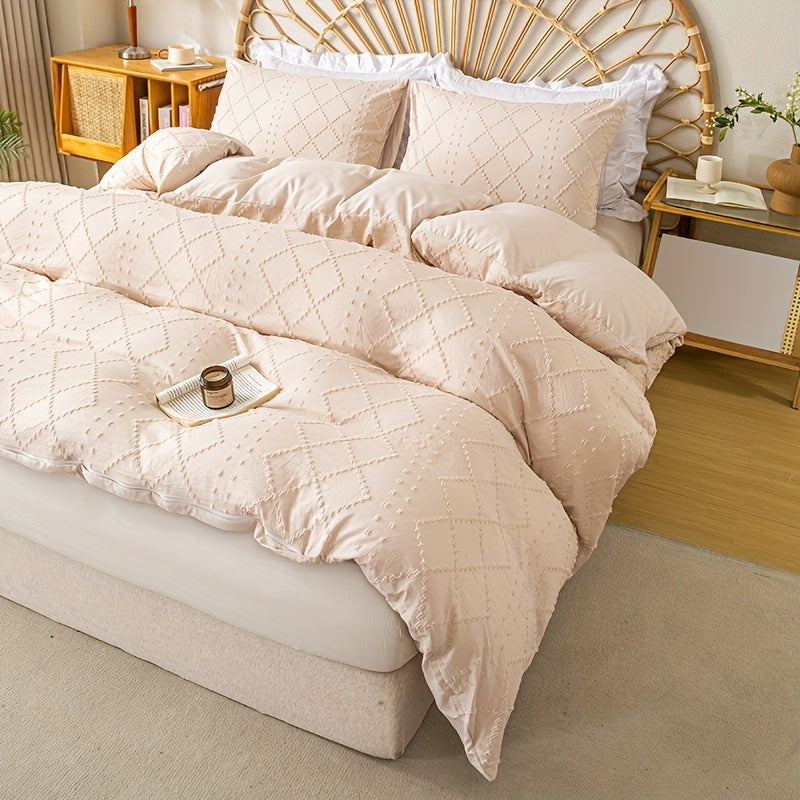 Duvet Cover Set 3Pc With Decorative Stitching For All Bedrooms