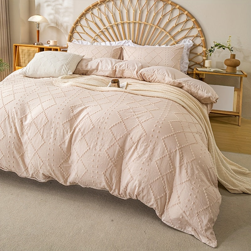 Duvet Cover Set 3Pc With Decorative Stitching For All Bedrooms