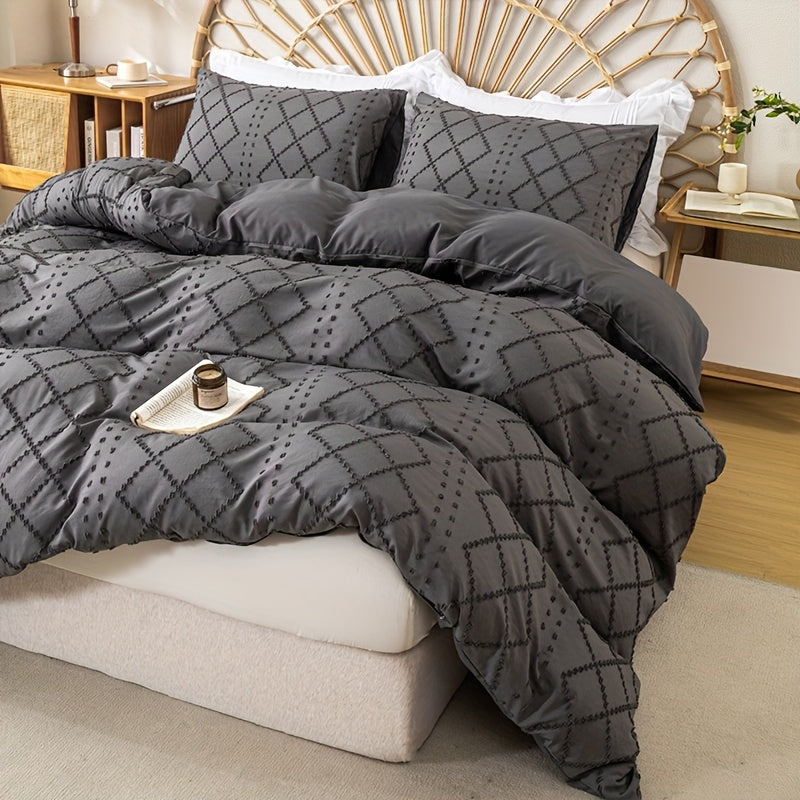 Duvet Cover Set 3Pc With Decorative Stitching For All Bedrooms