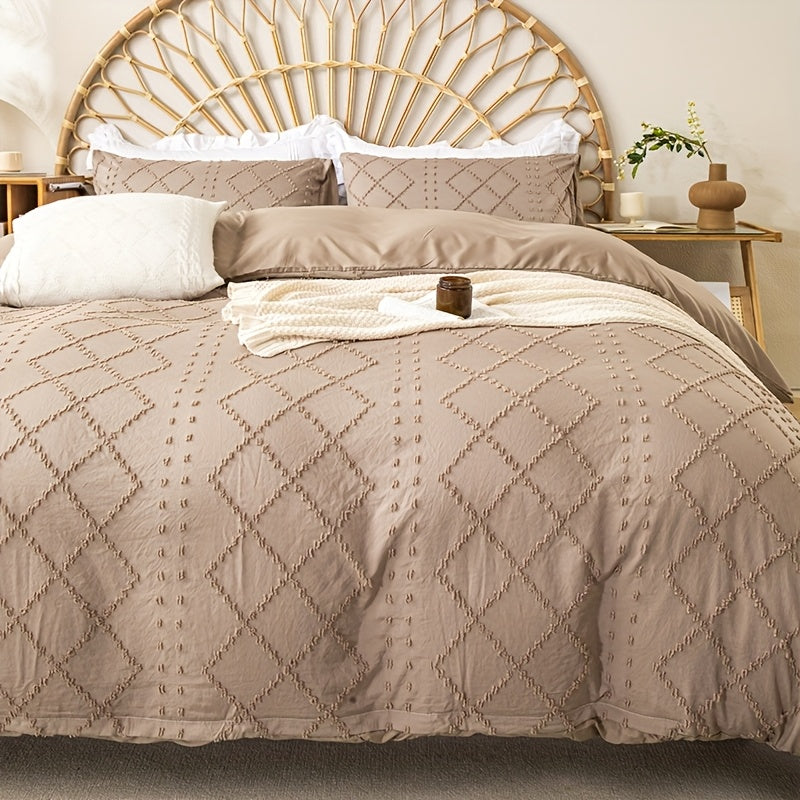 Duvet Cover Set 3Pc With Decorative Stitching For All Bedrooms