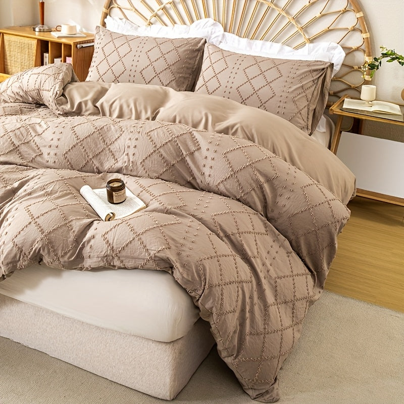 Duvet Cover Set 3Pc With Decorative Stitching For All Bedrooms