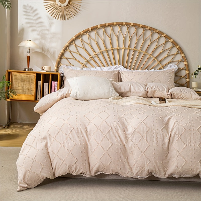 Duvet Cover Set 3Pc With Decorative Stitching For All Bedrooms