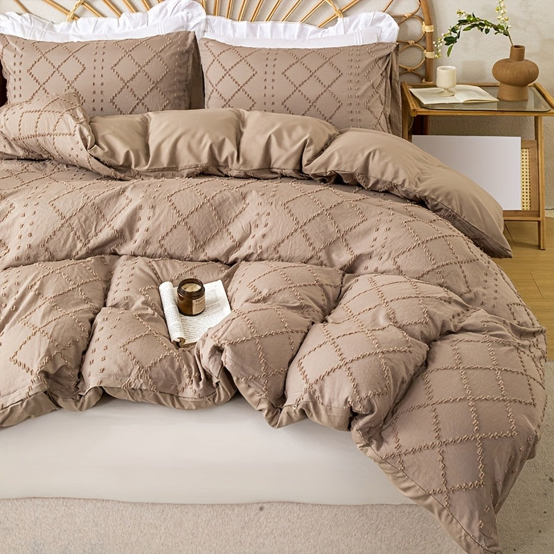 Duvet Cover Set 3Pc With Decorative Stitching For All Bedrooms